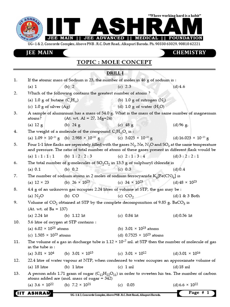 Essential Mole Concept Formulas | PDF | Mole (Unit) | Chemistry