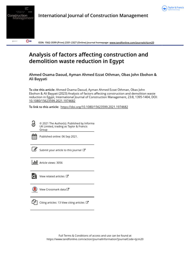 Ebohon Et Al. - 2021 - Analysis of Factors Affecting Construction and ...