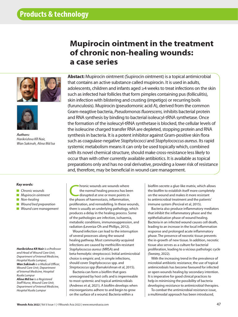 Mupirocin Ointment in The Treatment of Chronic Non-Healing Wounds: A ...