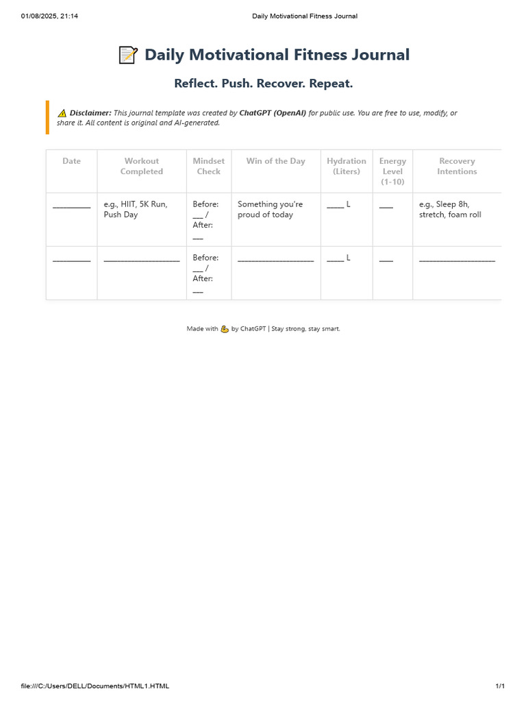 Daily Motivational Fitness Journal THAT KEEPS U MOTIVATED | PDF