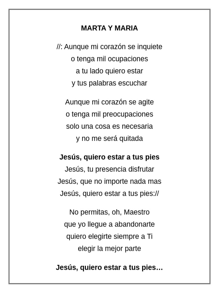 Letra de "Marta y María" | PDF