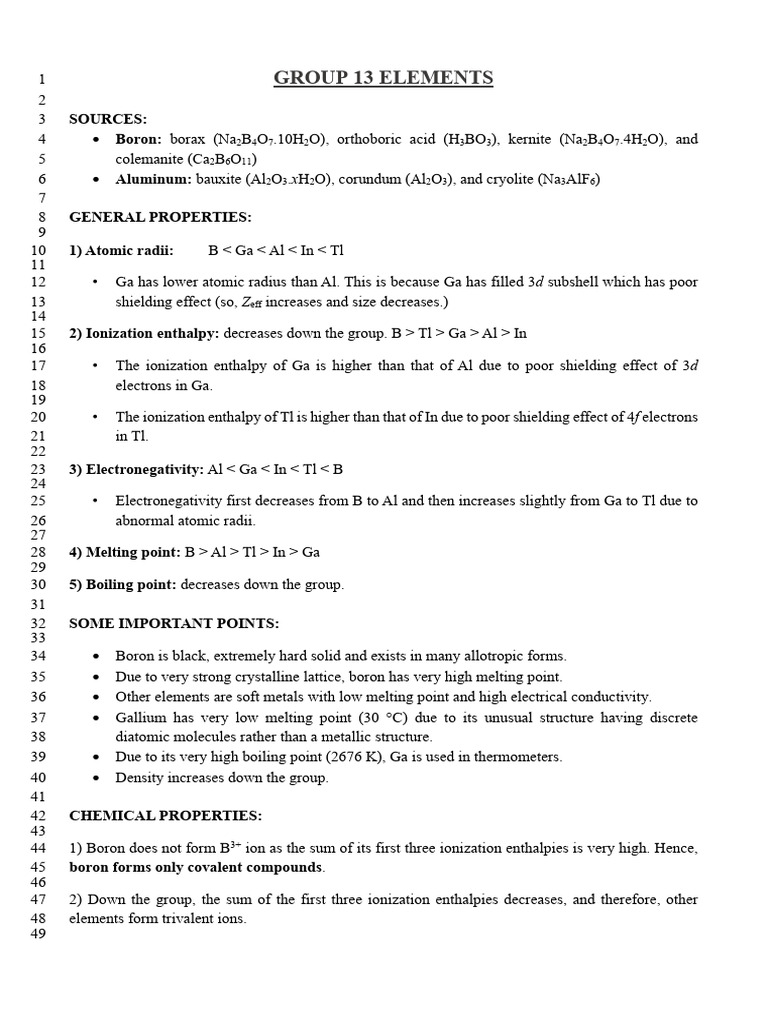 Group 13 Elements: Properties & Uses | PDF | Boron | Chemical Substances