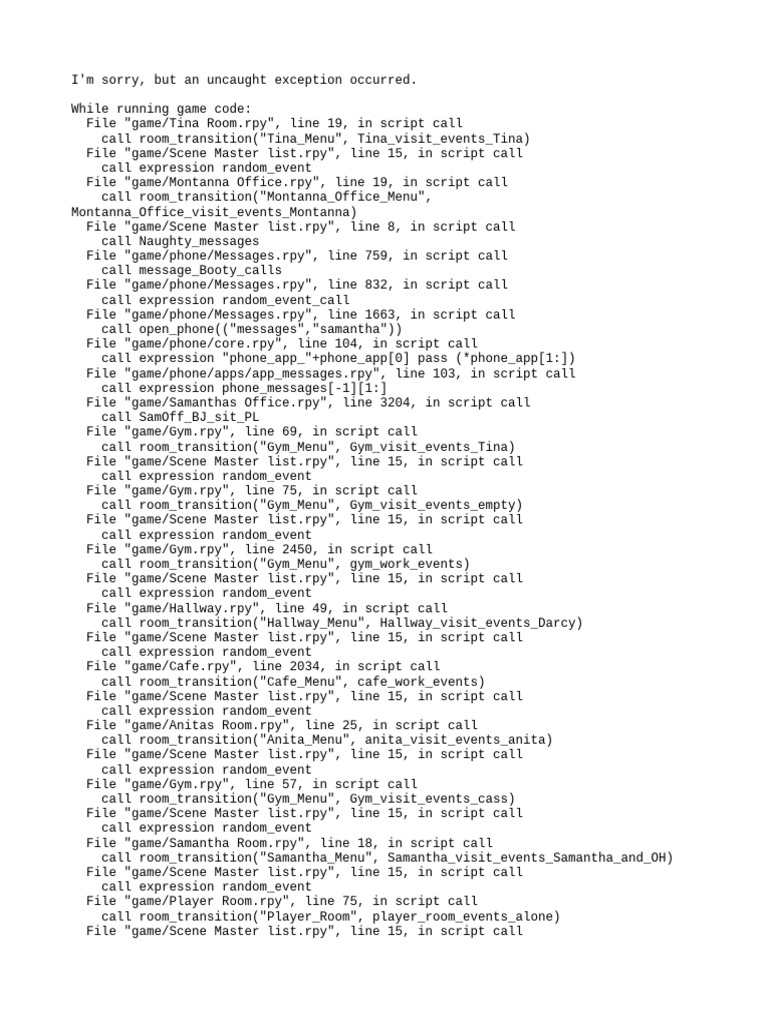 Game Code Exception Report | PDF | Computing | Software