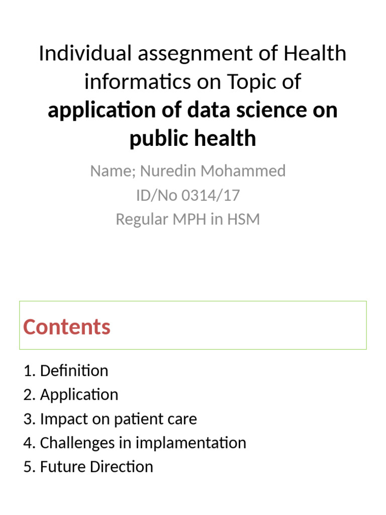 Data Science in Public Health Applications | PDF | Public Health ...