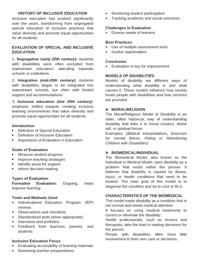 Evolution of Inclusive Education | PDF | Disability | Inclusion (Education)