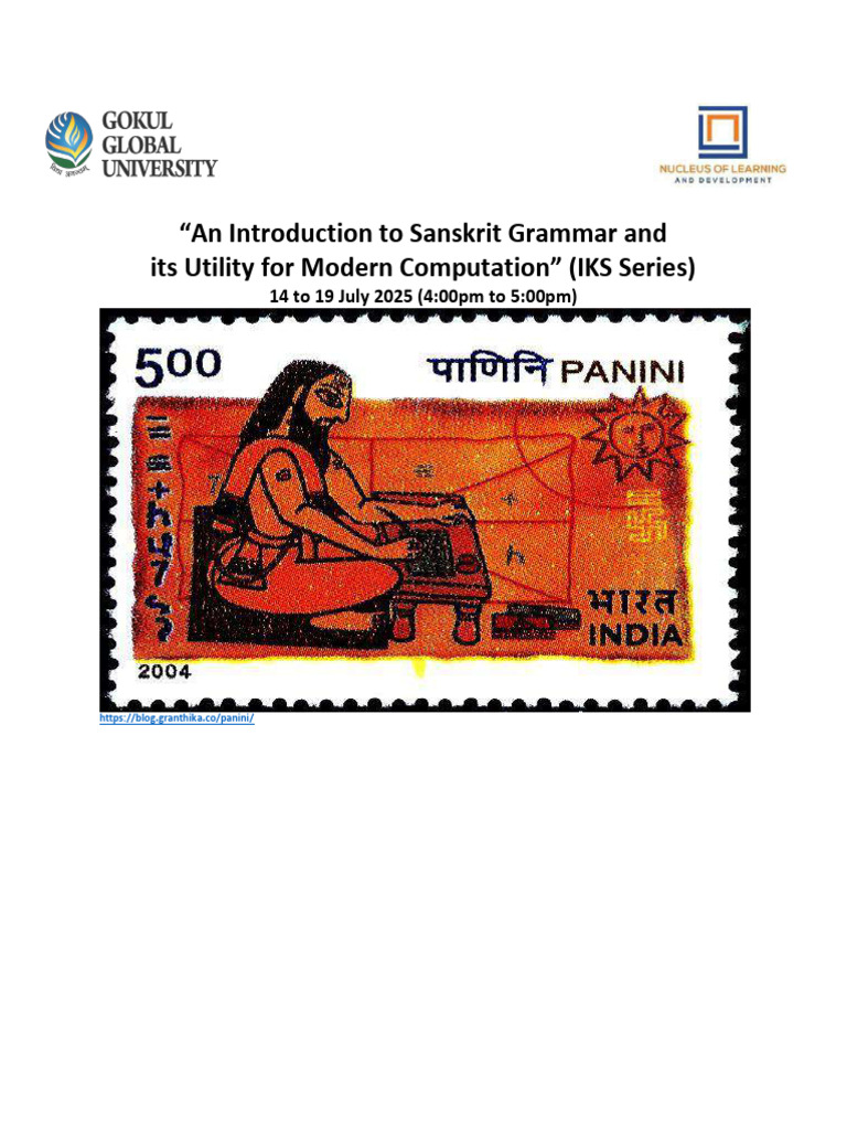 FDP Sanskrit Grammar and Modern Computation - GGU | PDF | Sanskrit ...