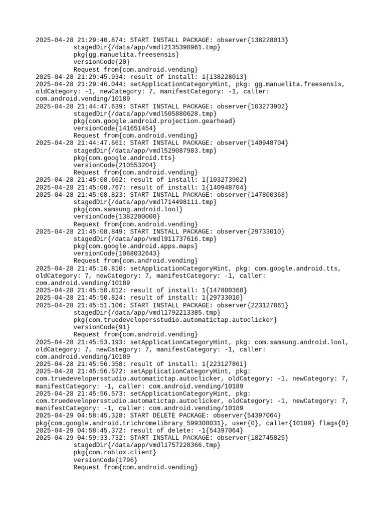 App Installation Log Summary | PDF | Android (Operating System ...