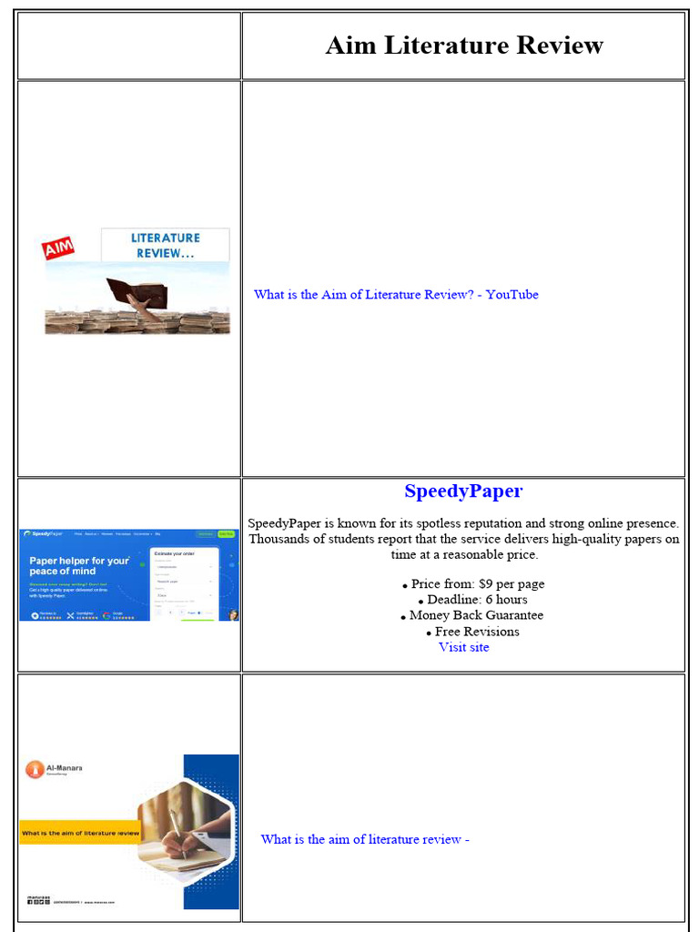 Aim Literature Review | PDF | Essays | Thesis