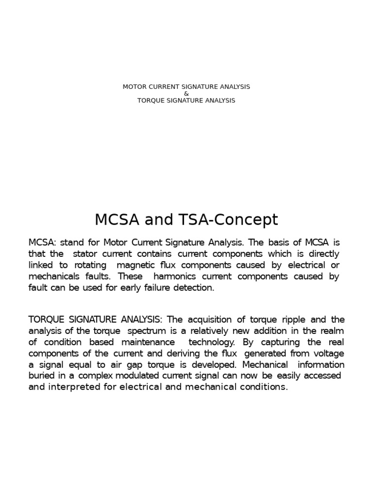 Motor Current Signature Analysis Overview | PDF | Wavelet | Electric Motor