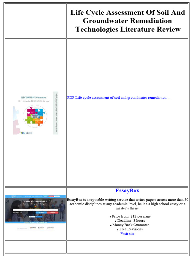 Life Cycle Assessment of Soil and Groundwater Remediation Technologies ...