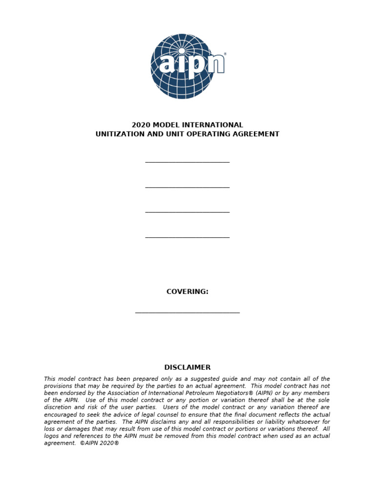 2020 Model Unitization Agreement | PDF | Interest | Guarantee