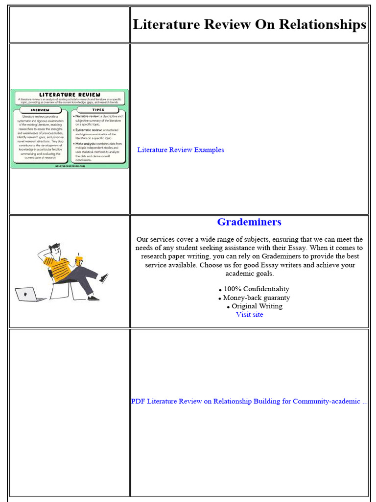 Literature Review On Relationships | PDF | Marketing | Divorce