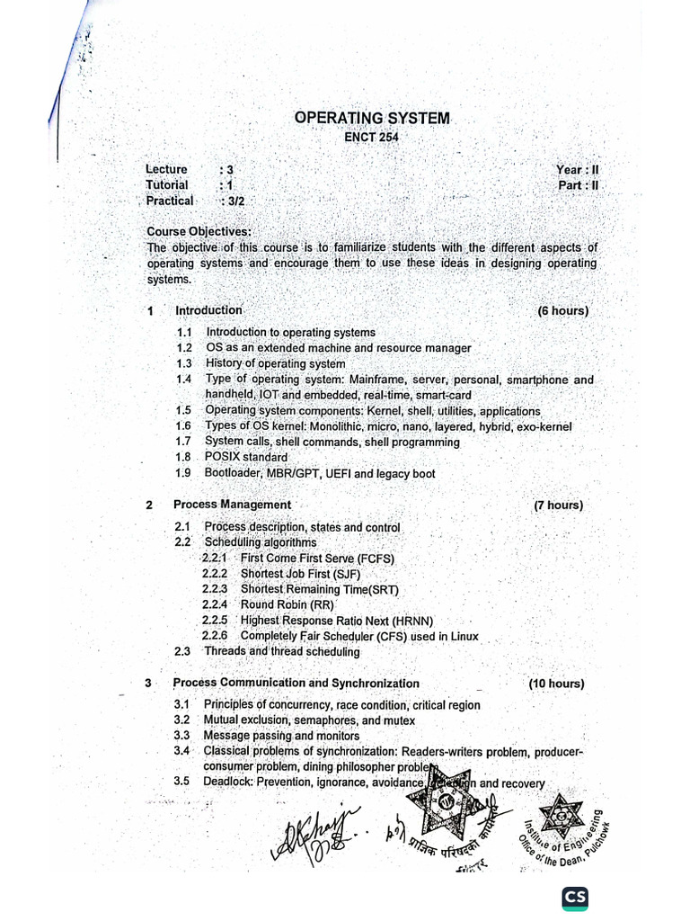 Operating System Syllabus New | PDF