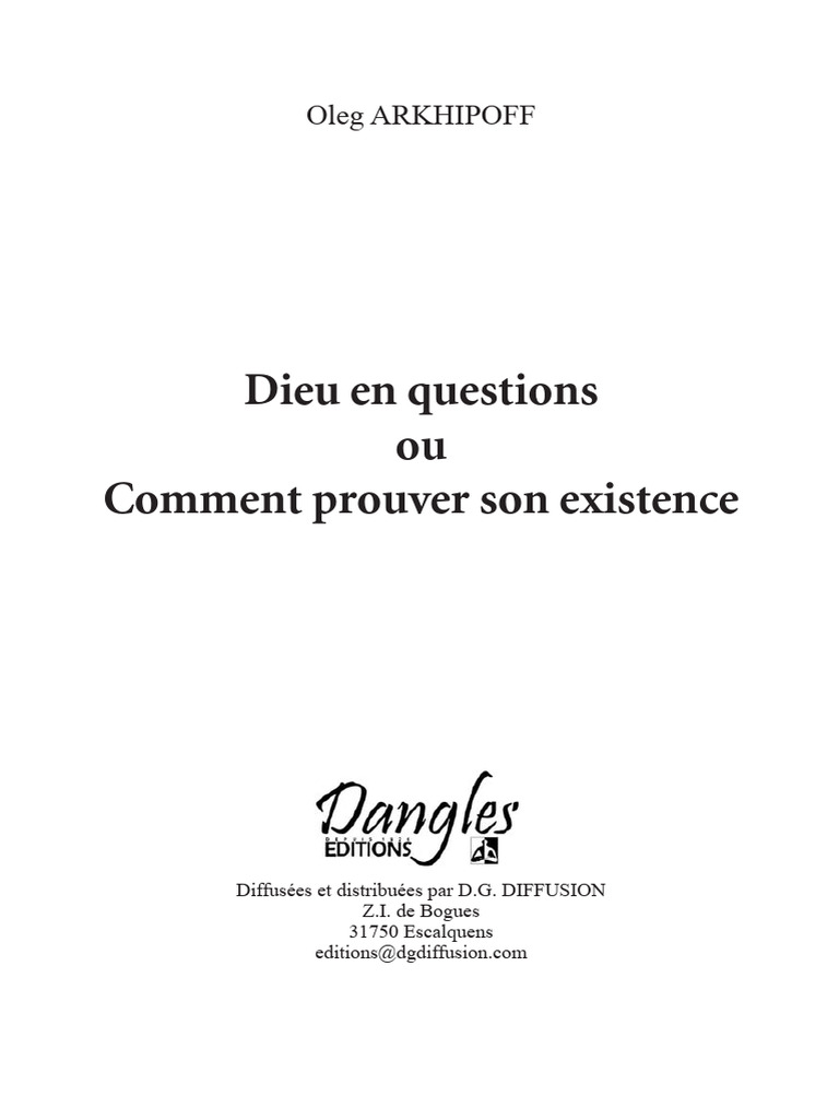 Prouver l'existence de Dieu : questions clés | PDF | Dieu | Existence ...