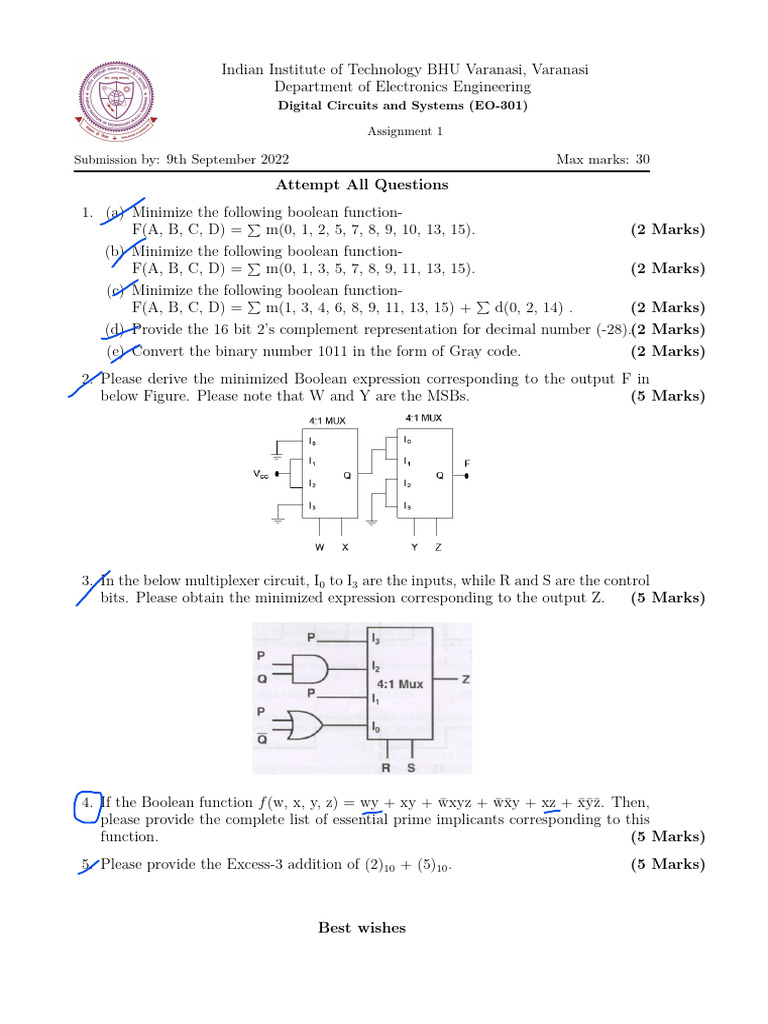 EO 301 Assignment 1 EE 3rd Year | PDF
