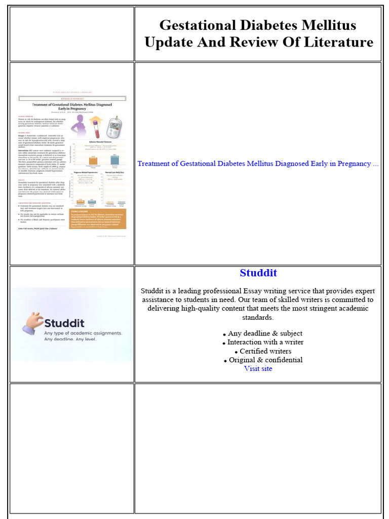 Gestational Diabetes Mellitus Update and Review of Literature | PDF ...