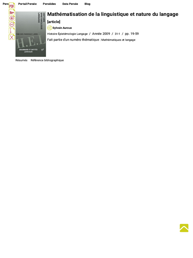 Mathématisation du langage et épistémologie | PDF