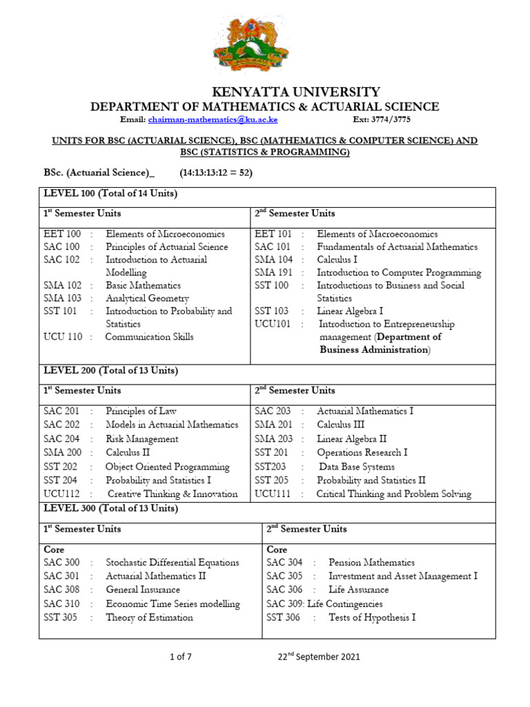 Mathematics Units for BSc Programs | PDF | Mathematical Analysis ...