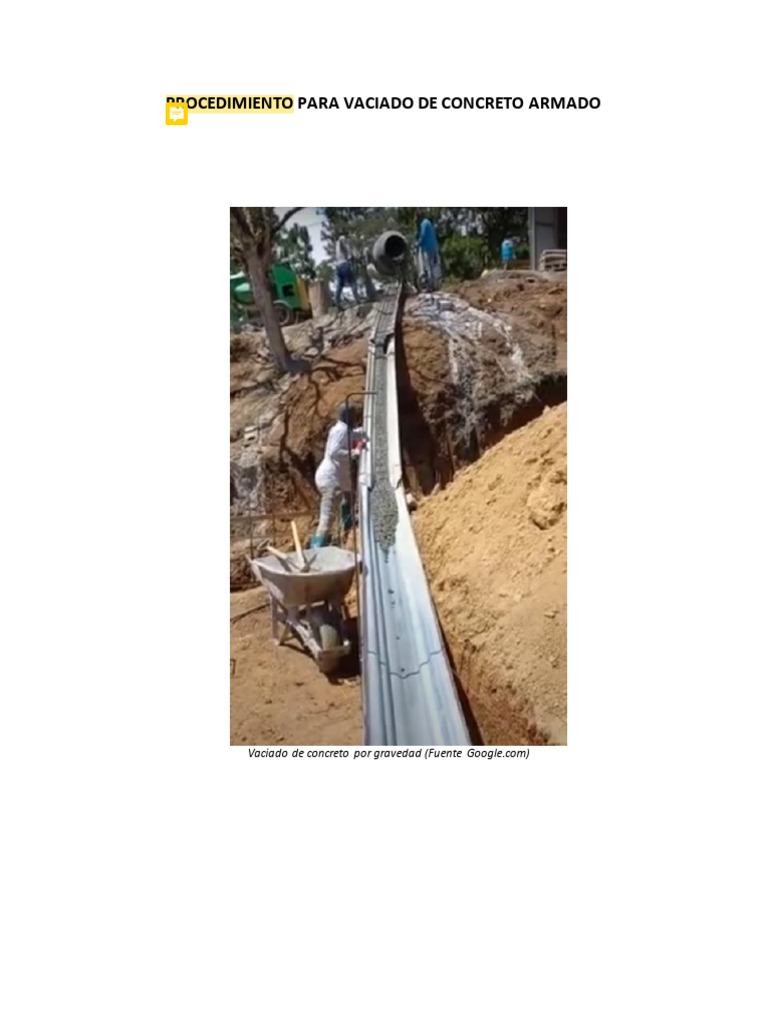 Procedimiento Vaciado Concreto Armado | PDF | Hormigón | Sector ...