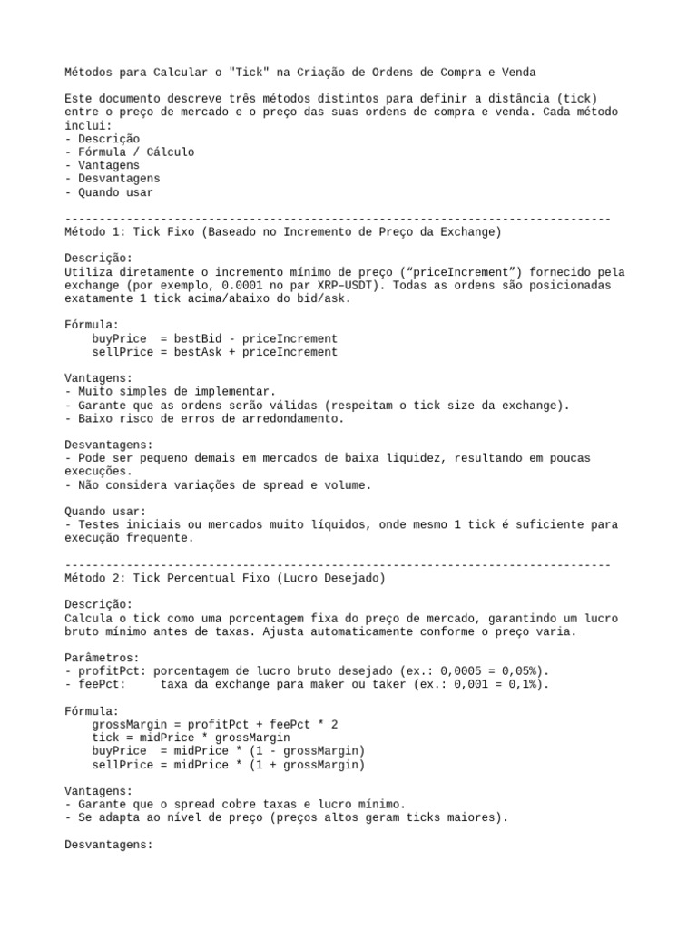 Métodos de Cálculo de Tick em Ordens | PDF
