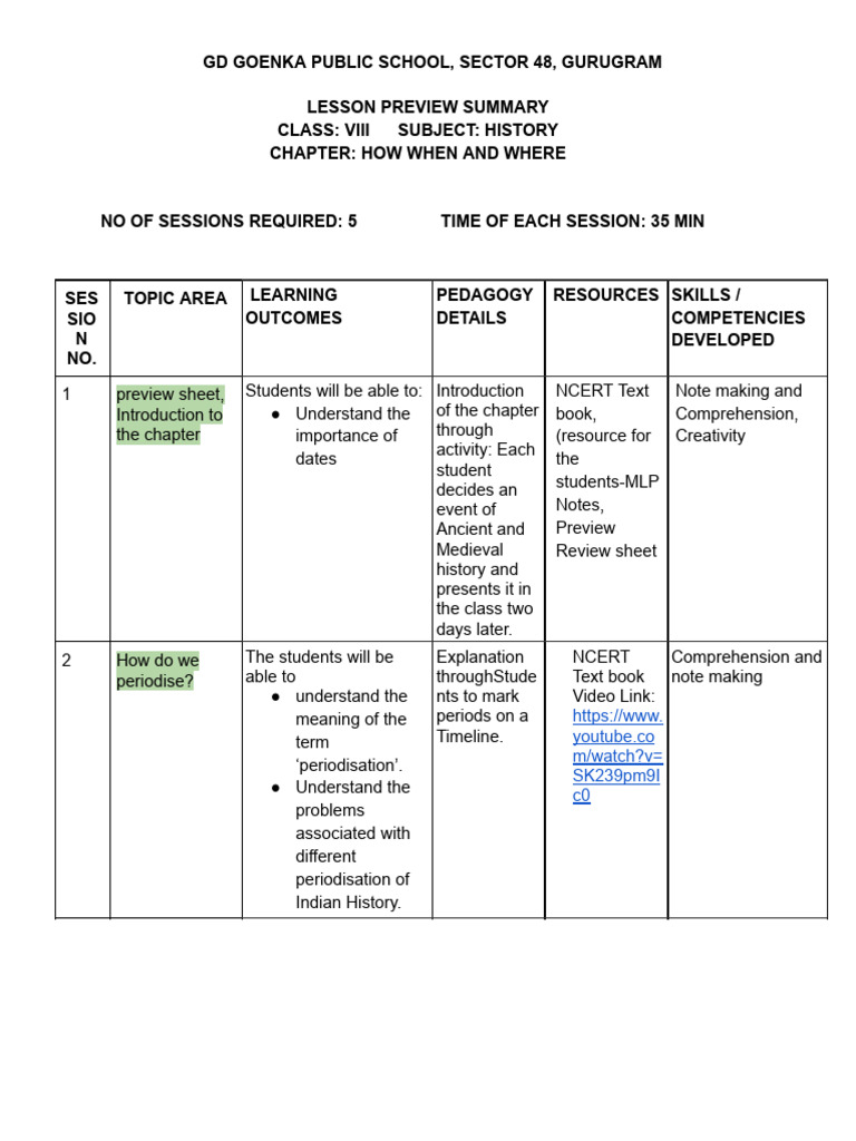 01 - How When and Where-Lesson Preview Summary | PDF | Human ...