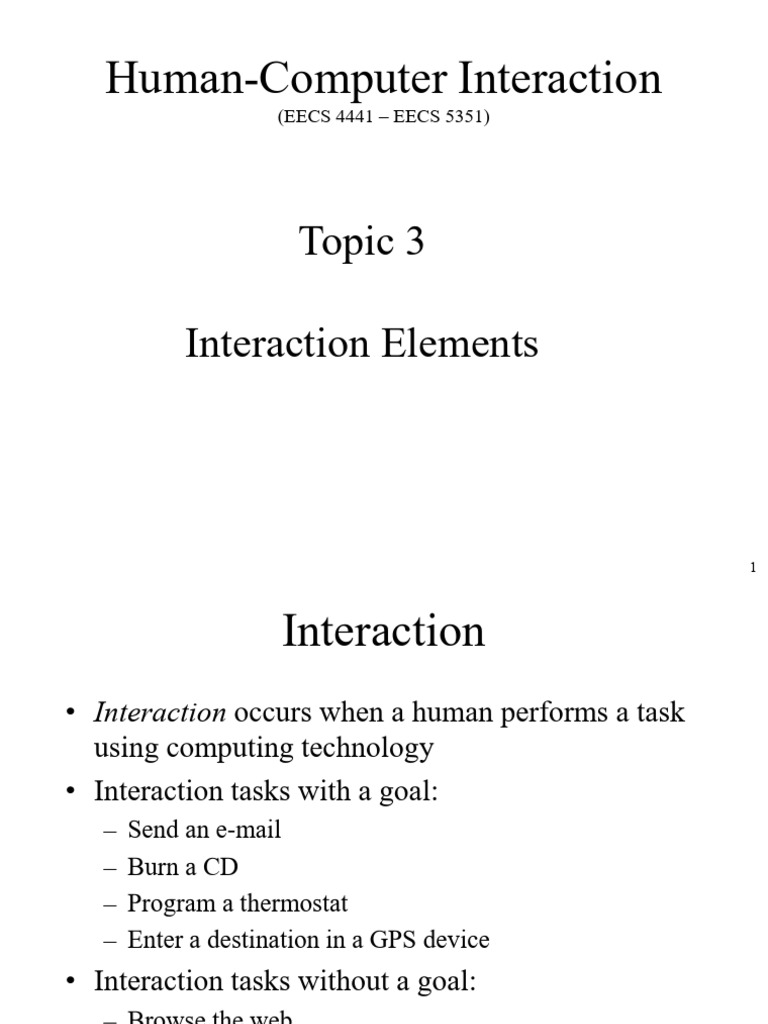 Interaction Elements in HCI | PDF | Touchscreen | Human–Computer ...