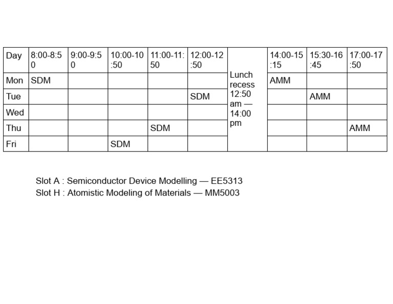 Academic Timetable July - Nov 2025 | PDF