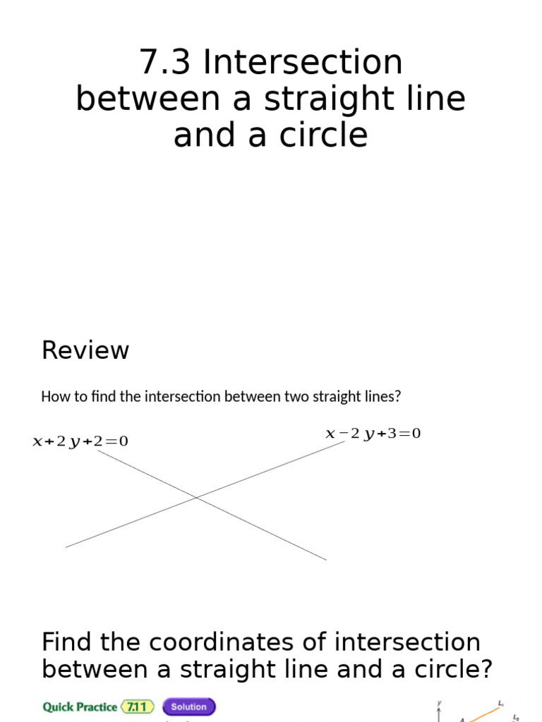 Line-Circle Intersection and Tangents | PDF | Circle | Line (Geometry)