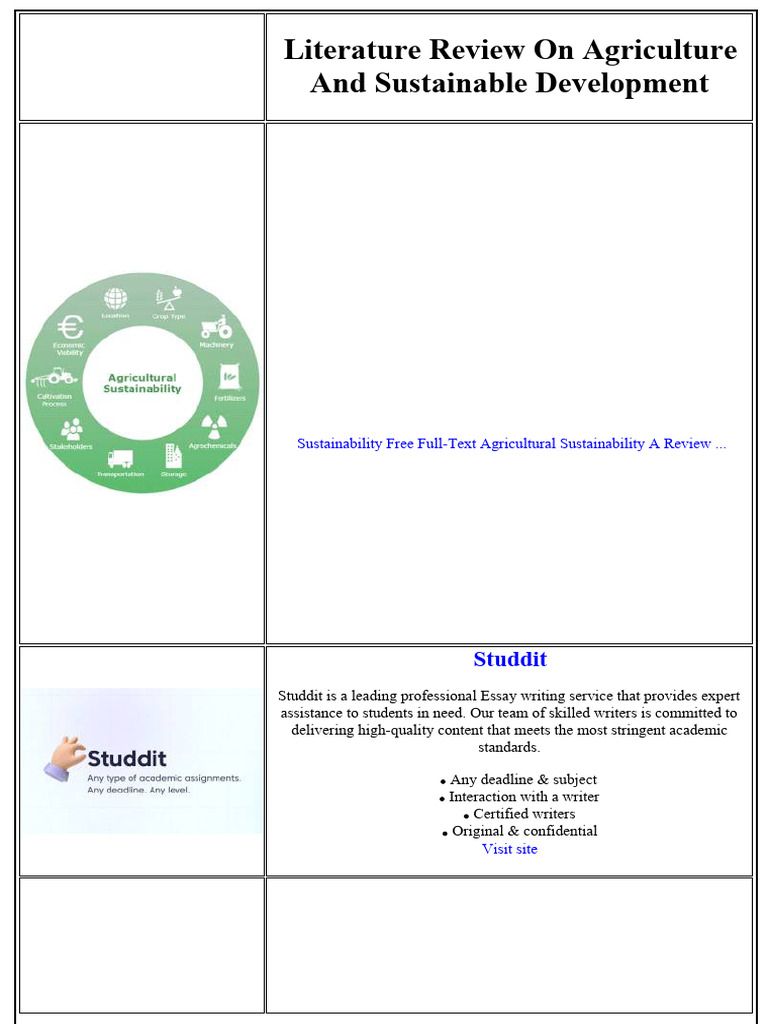 Literature Review On Agriculture and Sustainable Development | PDF ...