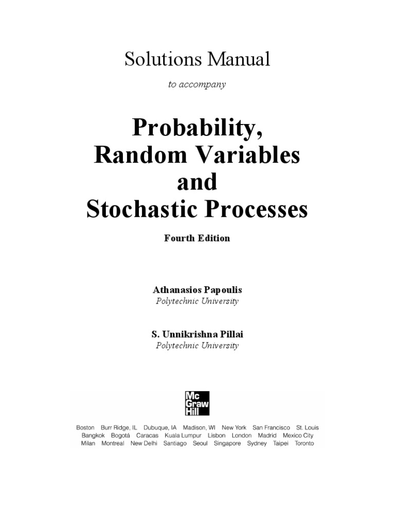 Probability Random Variables And Stochastic Processes 4th Ed A Papoulis S Pillai Mcgraw Hill Ww Pdf