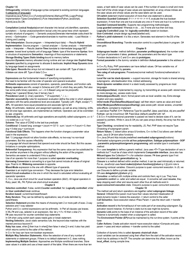 Programming Language Concepts Overview | PDF | Class (Computer ...
