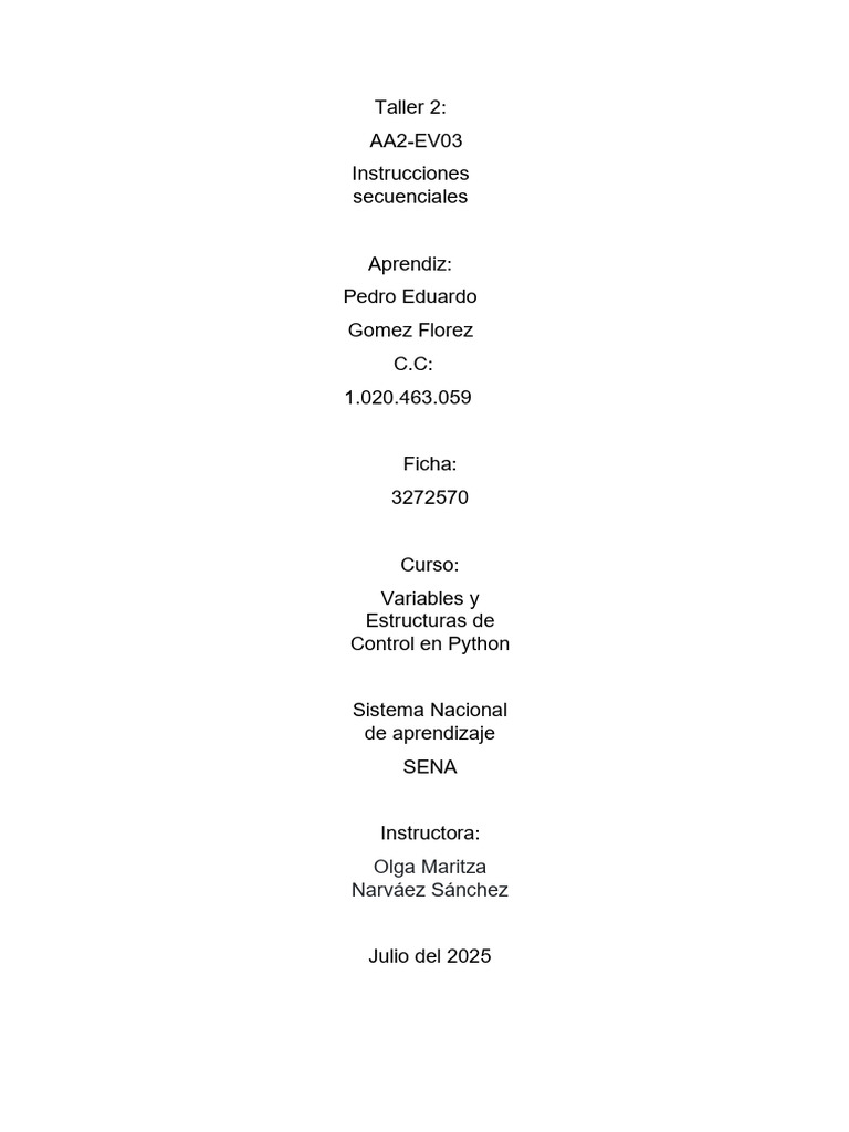 Taller de Python: Control y Variables | PDF