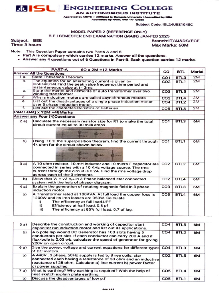 Bee Model Paper 2 Key | PDF