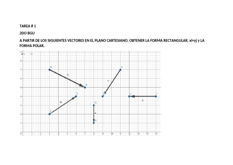 Tarea # 1 2do Bgu A Partir de Los Siguientes Vectores en El Plano ...