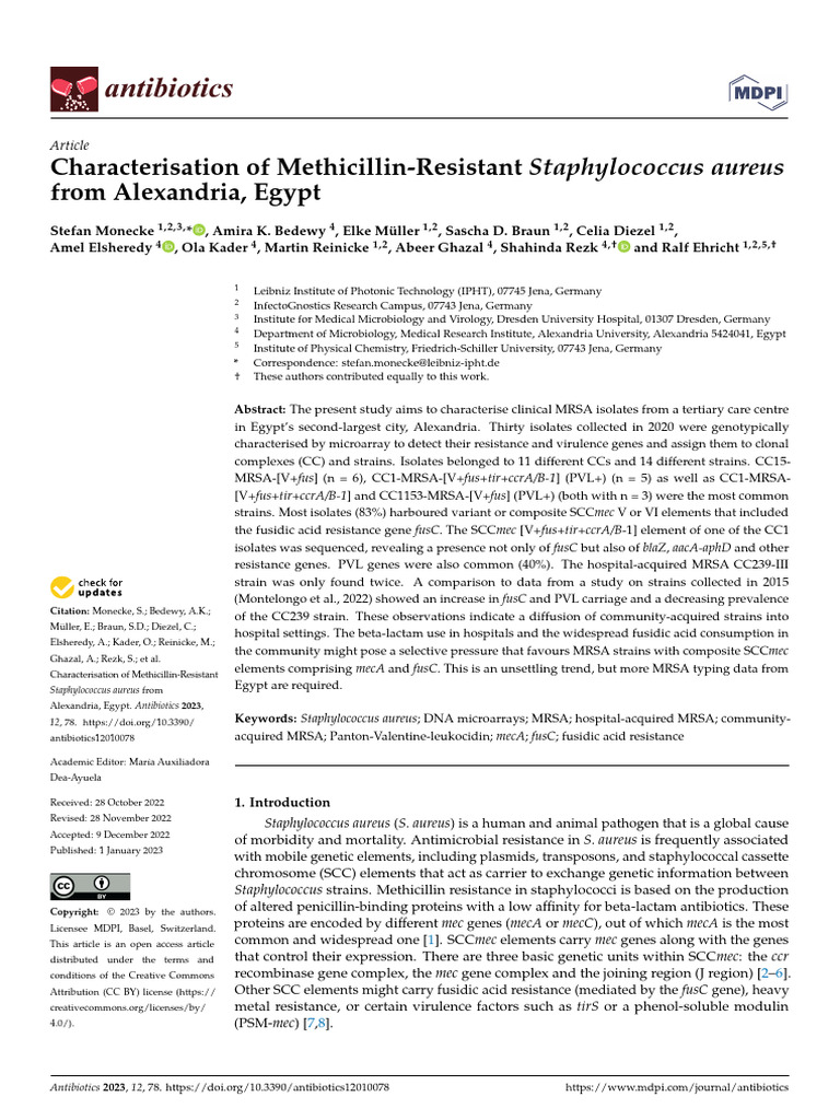 Antibiotics 12 00078 | PDF | Methicillin Resistant Staphylococcus ...