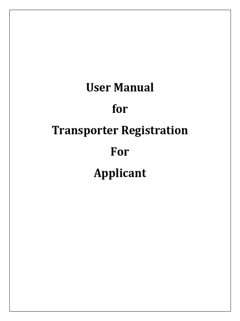 Transporter Registration User Manual | PDF | Software | Computing