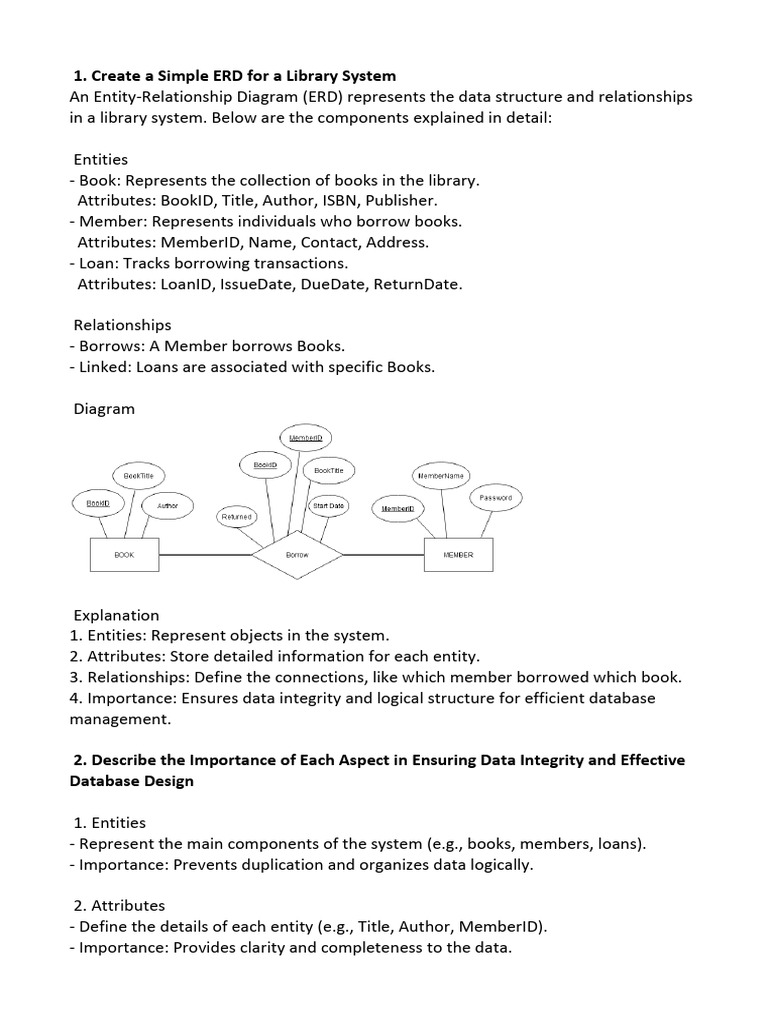 Library System ERD and Database Design | PDF | Relational Model ...
