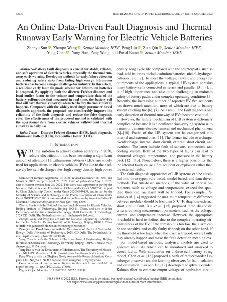 Fault Diagnosis for EV Battery Safety | PDF | Lithium Ion Battery ...
