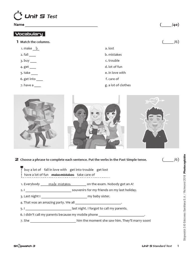 Unit 5 Test: Vocabulary & Grammar | PDF | Elephant | Linguistics