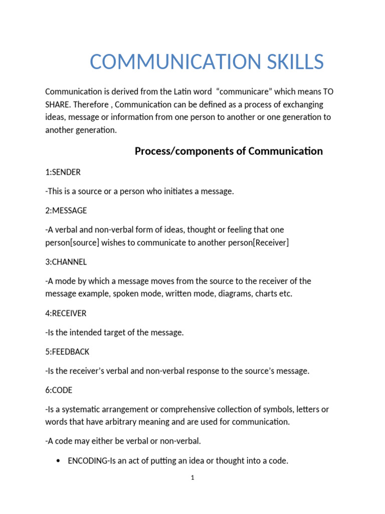 Communication Skills Overview PDF | PDF | Communication | Nonverbal ...