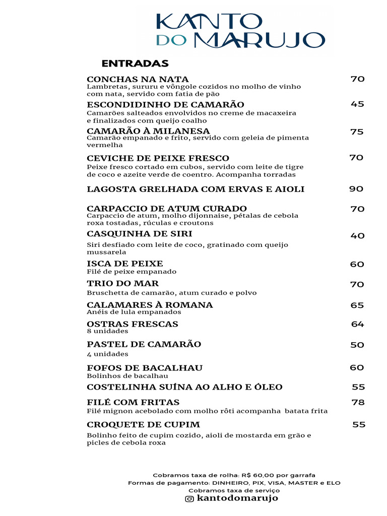 Cardápio Marujo Att | PDF | Queijo | Vinhos