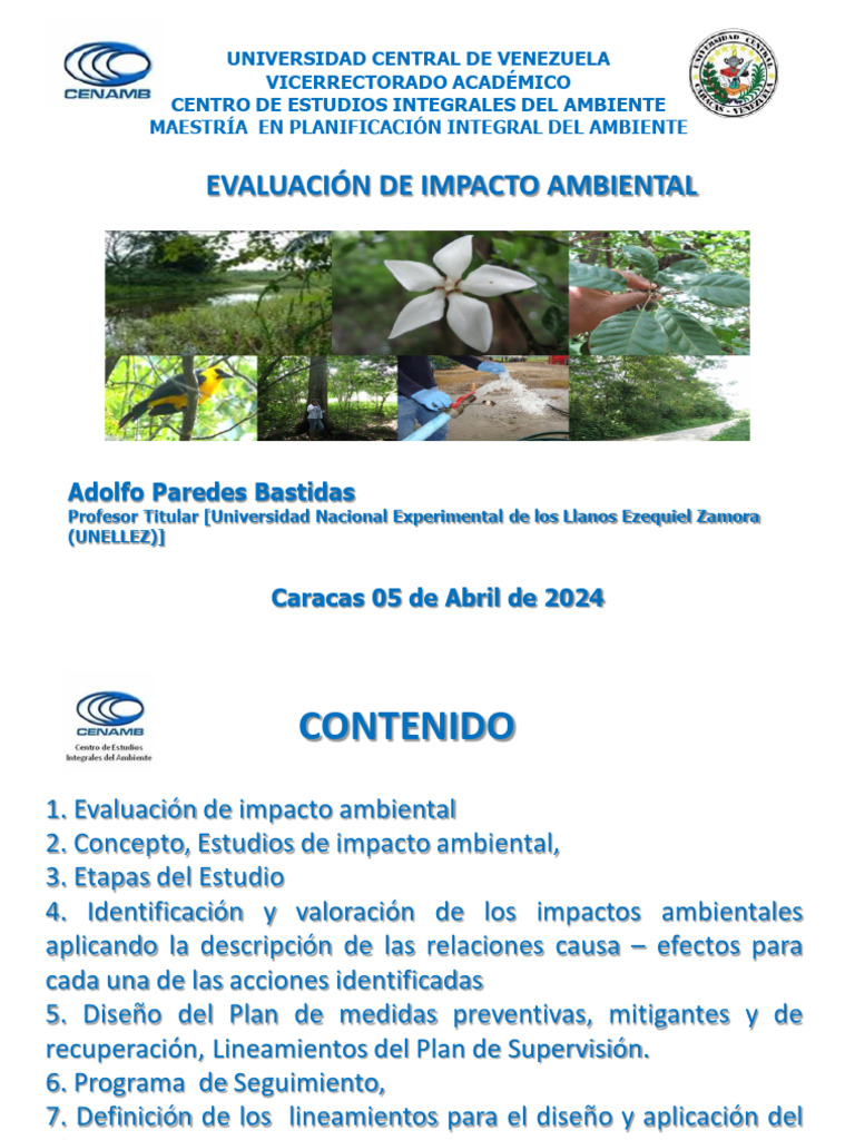 Clase1 05 04 2024 | PDF | Evaluación de impacto ambiental | Entorno natural