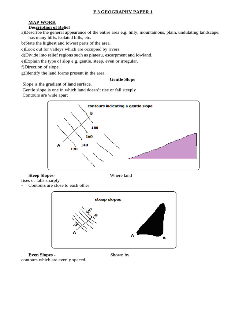 Geography of Relief and Drainage | PDF | Contour Line | Slope