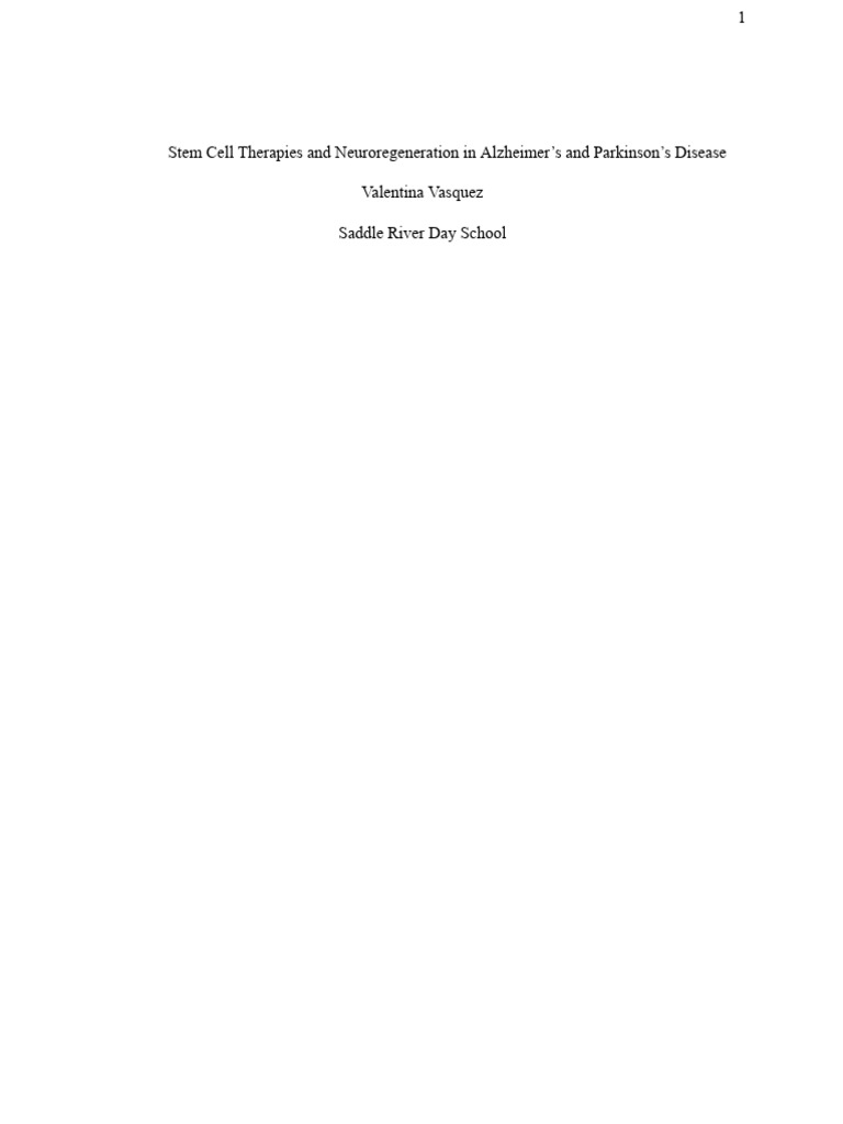 Stem Cell Therapies and Neuroregeneration in Alzheimers and Parkinsons ...