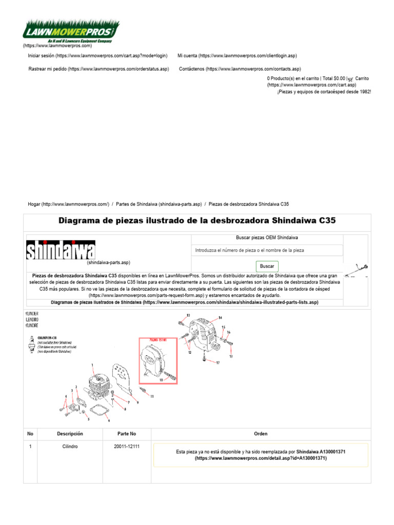Manual de Partes Guadaña Shindaiwa C35 Primera Parte | PDF ...