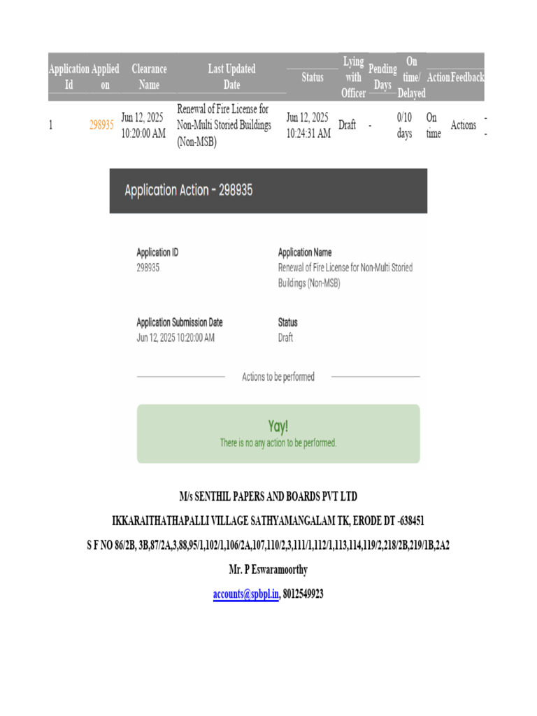 Fire License Renewal Application Status | PDF