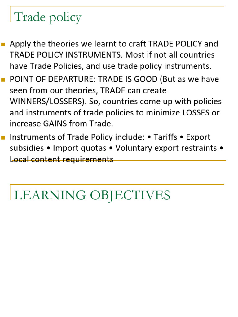 Trade Policy Analysis Slides | PDF | Dumping (Pricing Policy ...