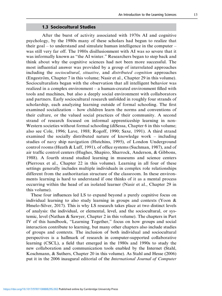 Sociocultural Approaches to Learning | PDF | Learning | Artificial ...