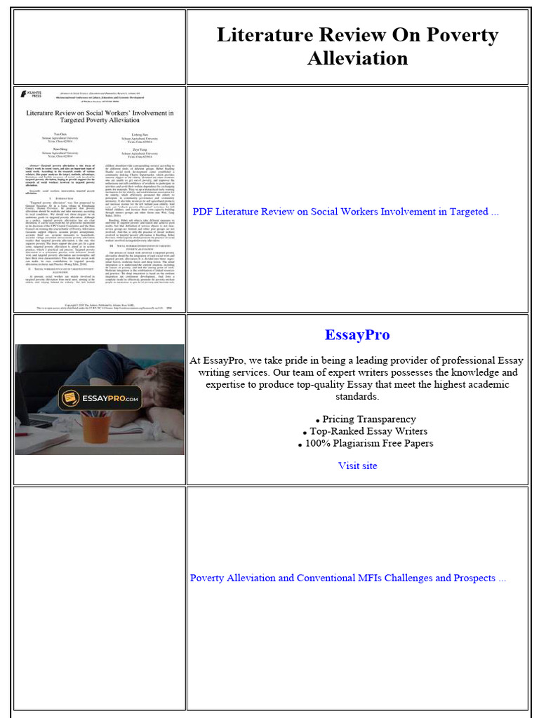 Literature Review On Poverty Alleviation | PDF | Poverty | Poverty ...