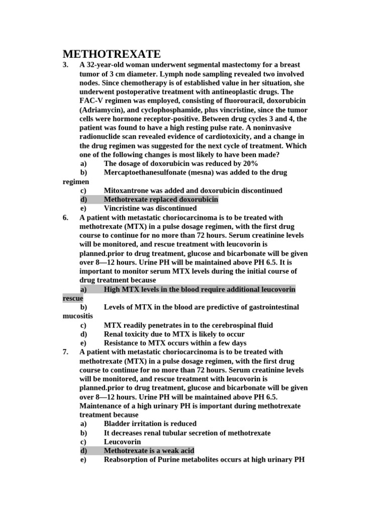 Methotrexate in Cancer and RA Treatment | PDF | Diseases And Disorders ...